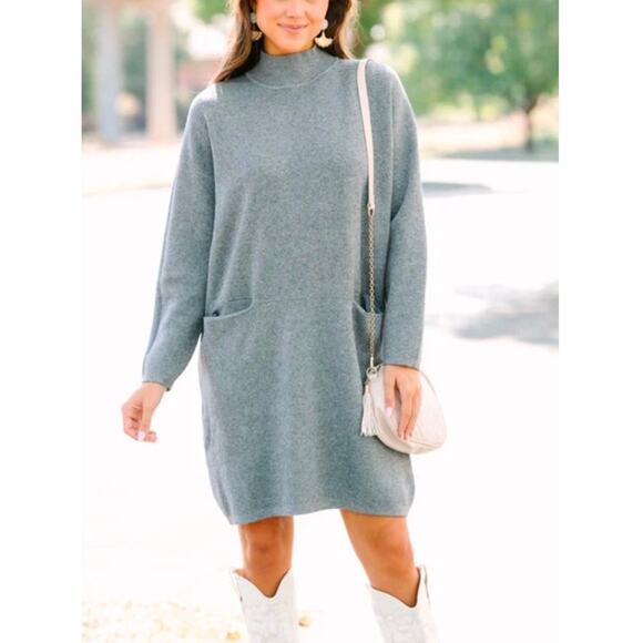 PINCH NWT Double Pocket Sweater Black Dress Women's Small Mock Neck - Picture 1 of 6